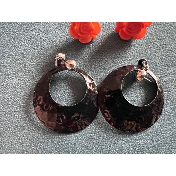 Lot of 11 Pairs Pierced Metal Statement Earrings – Vintage & Retro Bold Styles - Picture 9 of 10